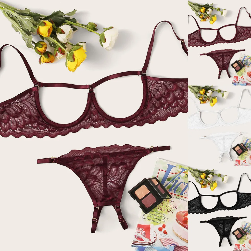 Комплект женского нижнего белья с v образным вырезом кружевное платье принтом