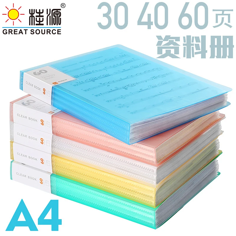 A4 Display Book  Project Folder Presentation Book PP 80 Transparent Pockets Fancy Candy Color(4PCS)