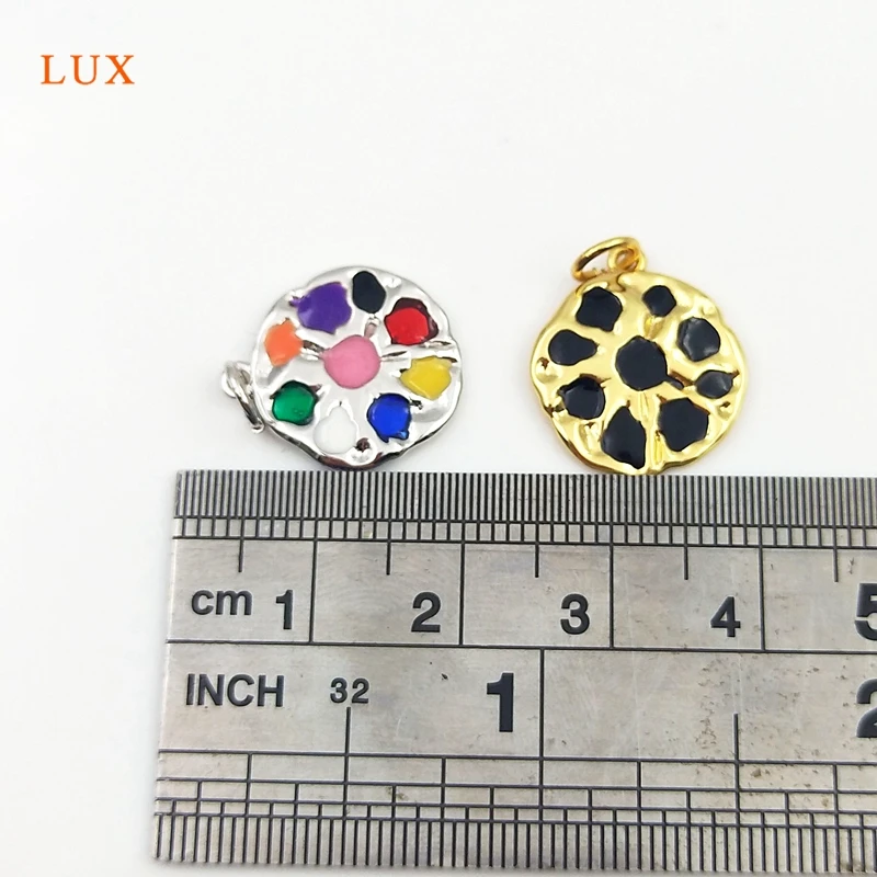 

5pcs Round Rainbow Colours Pedant For Necklace Palette Brass Plate Colours Round Gold Silver For Women Pendants Painters Jewelry