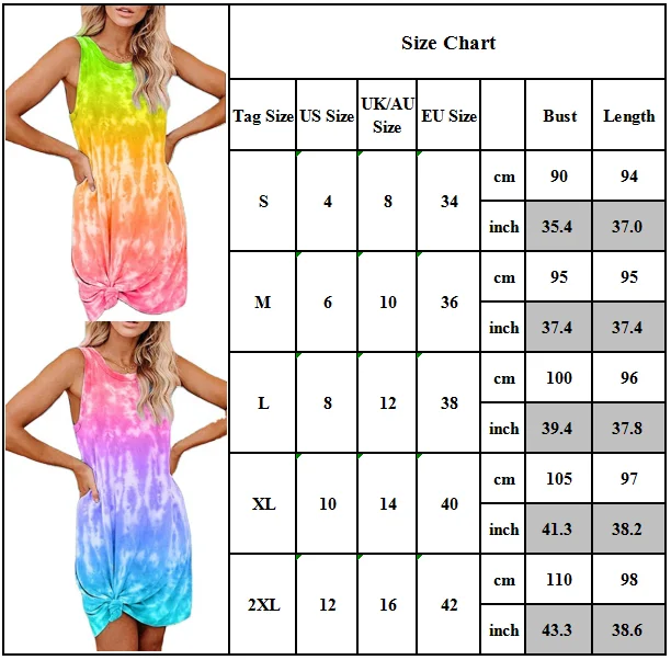 

Womens Summer Beach Loose Sundress Tie Dye Mini Dress Baggy T-shirt Dress