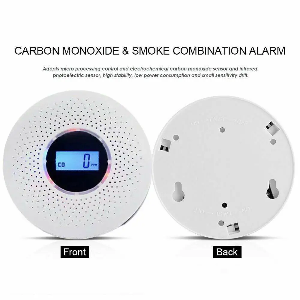 2 IN 1 CO Smoke Carbon Monoxide Detector Audio Tester Alarm High Alert Security | Безопасность и защита