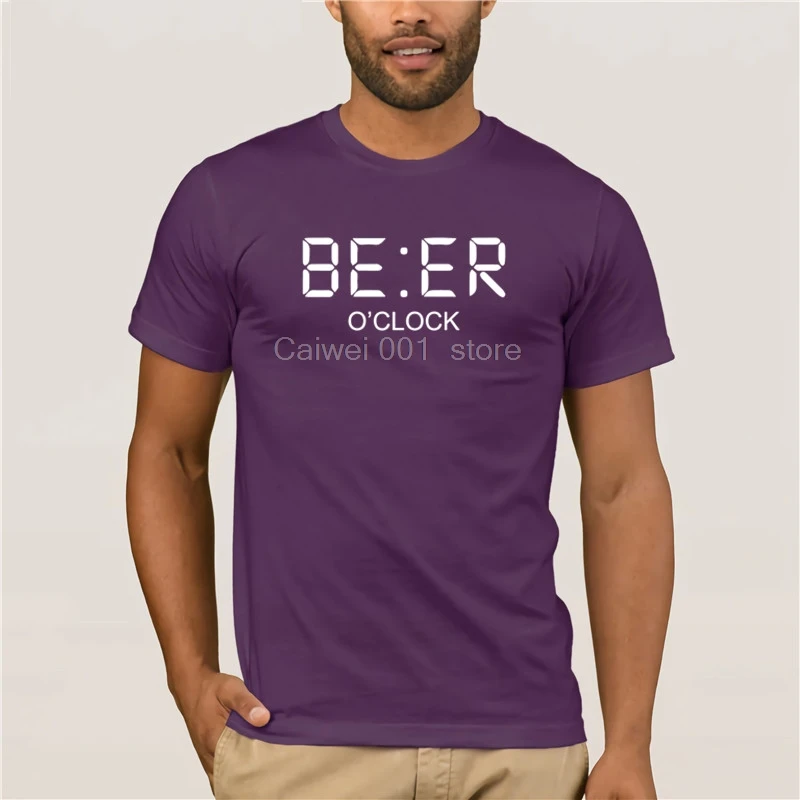 

Fashion summer T shirt Beer Clock Drink Creative Design Personality Short Sleeved Tees High Quality O Neck personality T shirt