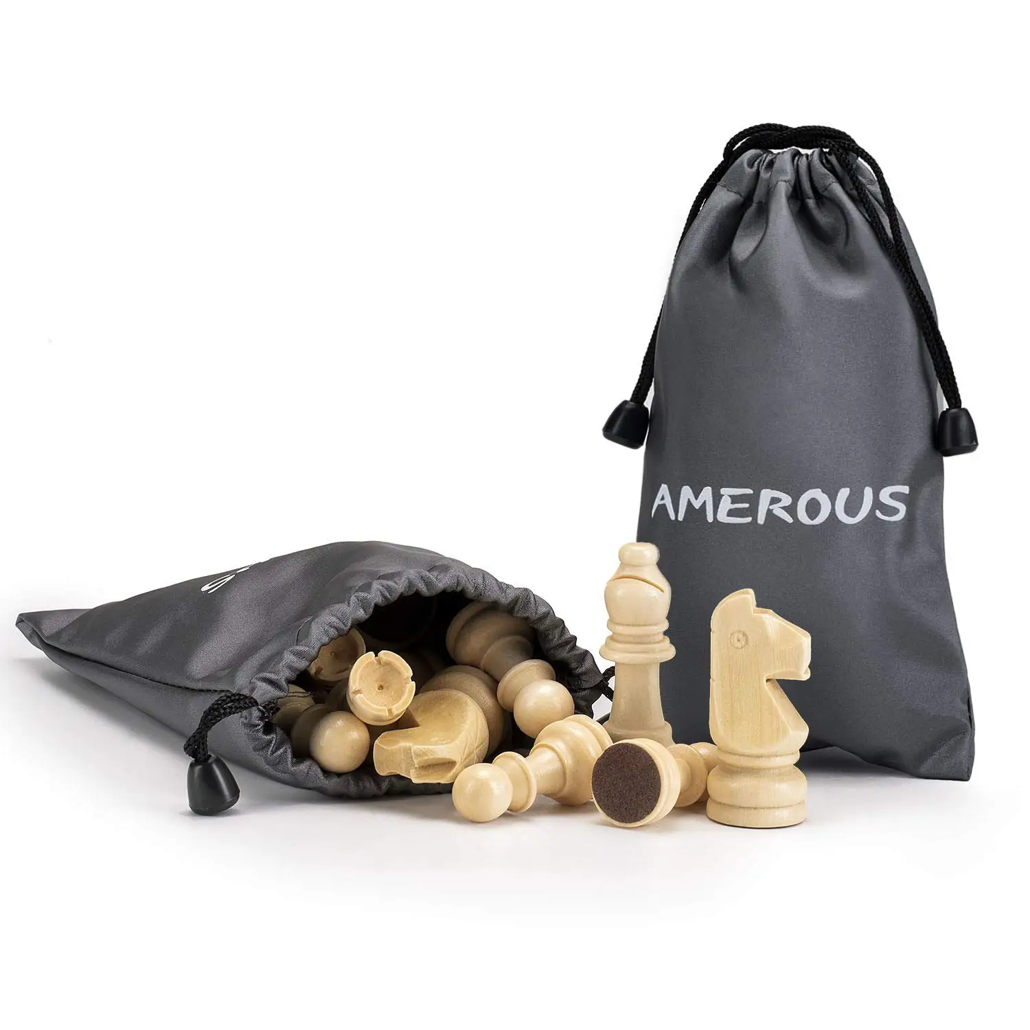 Wooden Chess Pieces Only Staunton Style Wood Chessmen Storage Bag - Gift Packed Box Tournament Game Pawns For | Спорт и развлечения