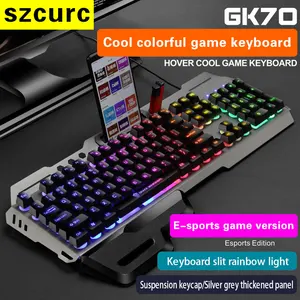 usb wired game keyboard led color lights backlit office keyboard computer mouse e sports game punk mute mechanical keyboard free global shipping