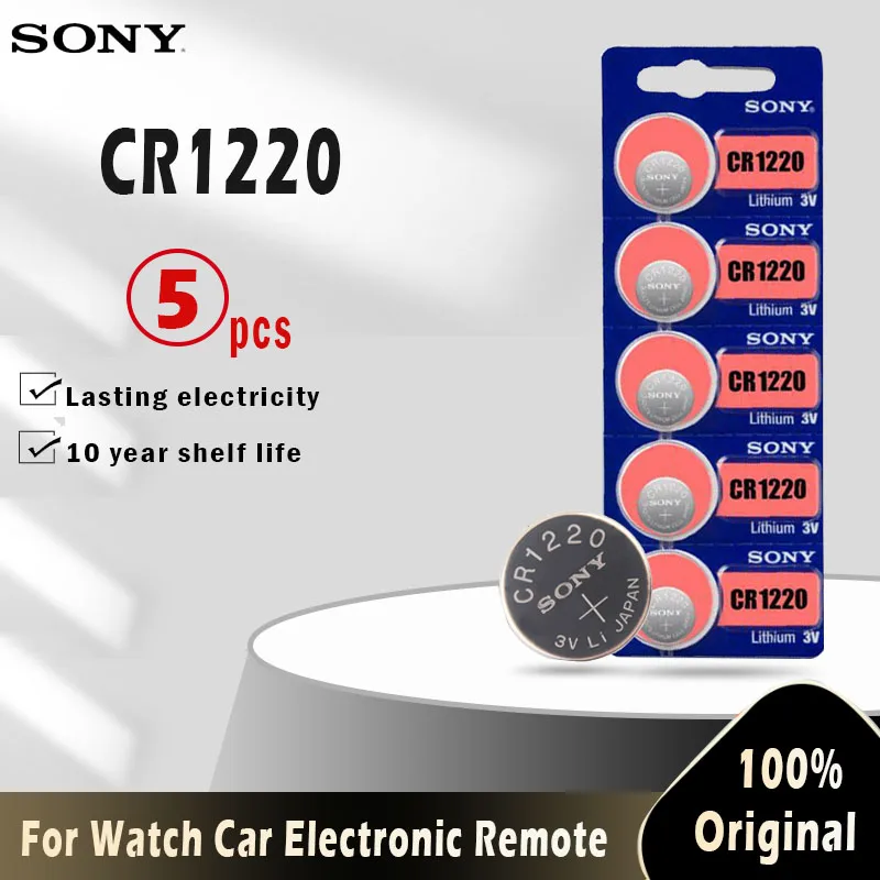 5 шт. Sony CR1220 100% оригинальная Кнопочная батарея cr 1220 ECR1220 GPCR1220 для часов