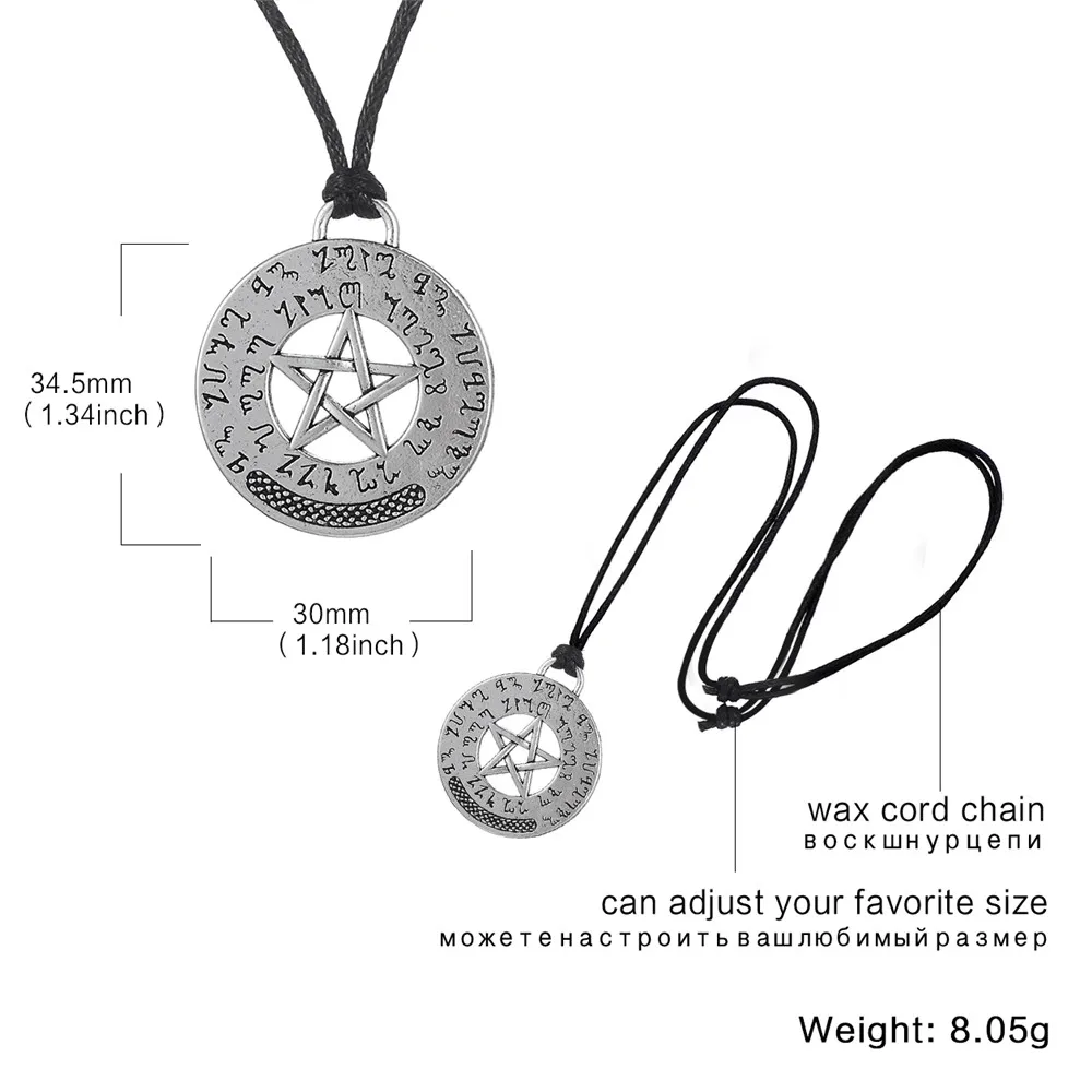 LIKGREAT серебряный цвет Пентакль Пентаграмма круглый кулон языческое ожерелье