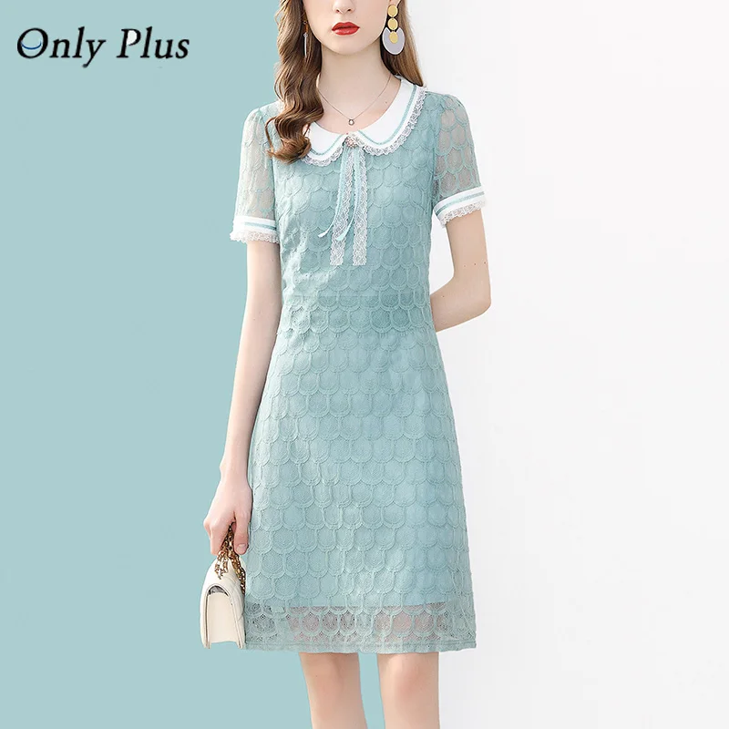 Только плюс Летнее Детское кружевное платье элегантное с короткими рукавами