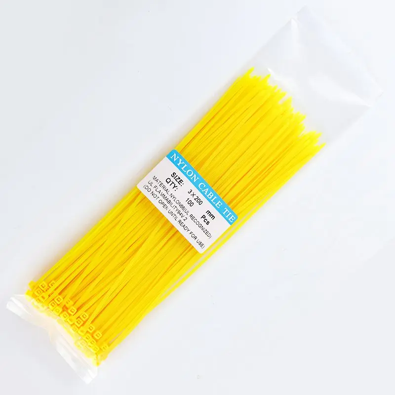 Yellow 100 шт. самоблокирующиеся Нейлоновые кабельные стяжки многоцелевого использования 8 дюймов провод кабель стяжку Кухня Еда Сумка зажим Пластик Садоводство завод кабельные стяжки - Цвет: Yellow