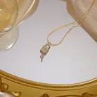 Ожерелье из настоящего золота 14 карат ling AAA с фианитами и ключом, модный дизайн, очаровательный чокер, свадебные украшения, подвеска для невесты