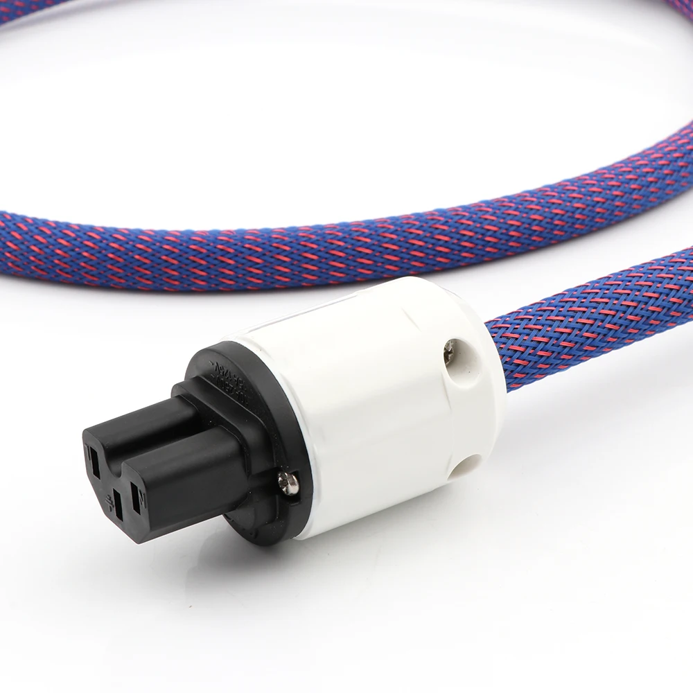 

HIFI D516 4 Square OFC Copper Wire AC Audio Grade Mains Cable With P320 Gold Plated EU/US Power Plug