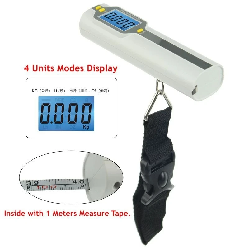 50kg/10g Digital Weighing Handled Steelyard luggage Scale Travel Suitcase Fishing Electronic Precision Hanging Hook Kitchen Tool