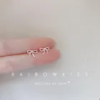 Женские серьги-гвоздики с бантом, новые трендовые маленькие изысканные ушные гвоздики из пеньковой веревки, милые романтичные украшения для девушек