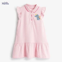 little maven 2020 new summer baby girls clothes brand dress kids cotton pink unicorn print short sleeve fashion dresses s0808
