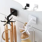 Кухонные крючки с поворотом на 360 градусов, самоклеящиеся крючки, домашний настенный дверной крючок, крючок для сумок, одежды, галстуков, вешалка для сумок, подвесная стойка для кухни