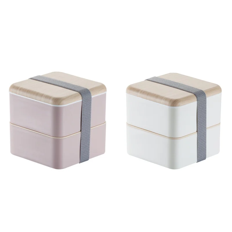 Двухслойный Ланч бокс квадратная пластиковая коробка для бенто портативный