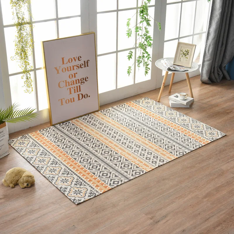 Beste 120X180Cm Katoen Tapijt Voor Woonkamer Thuis Slaapkamer Tapijt Nachtkastje Geometrische Tapijt Tapijt Met Kwasten Kinderen Spelen Karpetten Yoga Mat