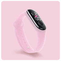 fashion pink digital watch for children led electronic kids watches boys girls rectangular dial sport wristwatch women men clock