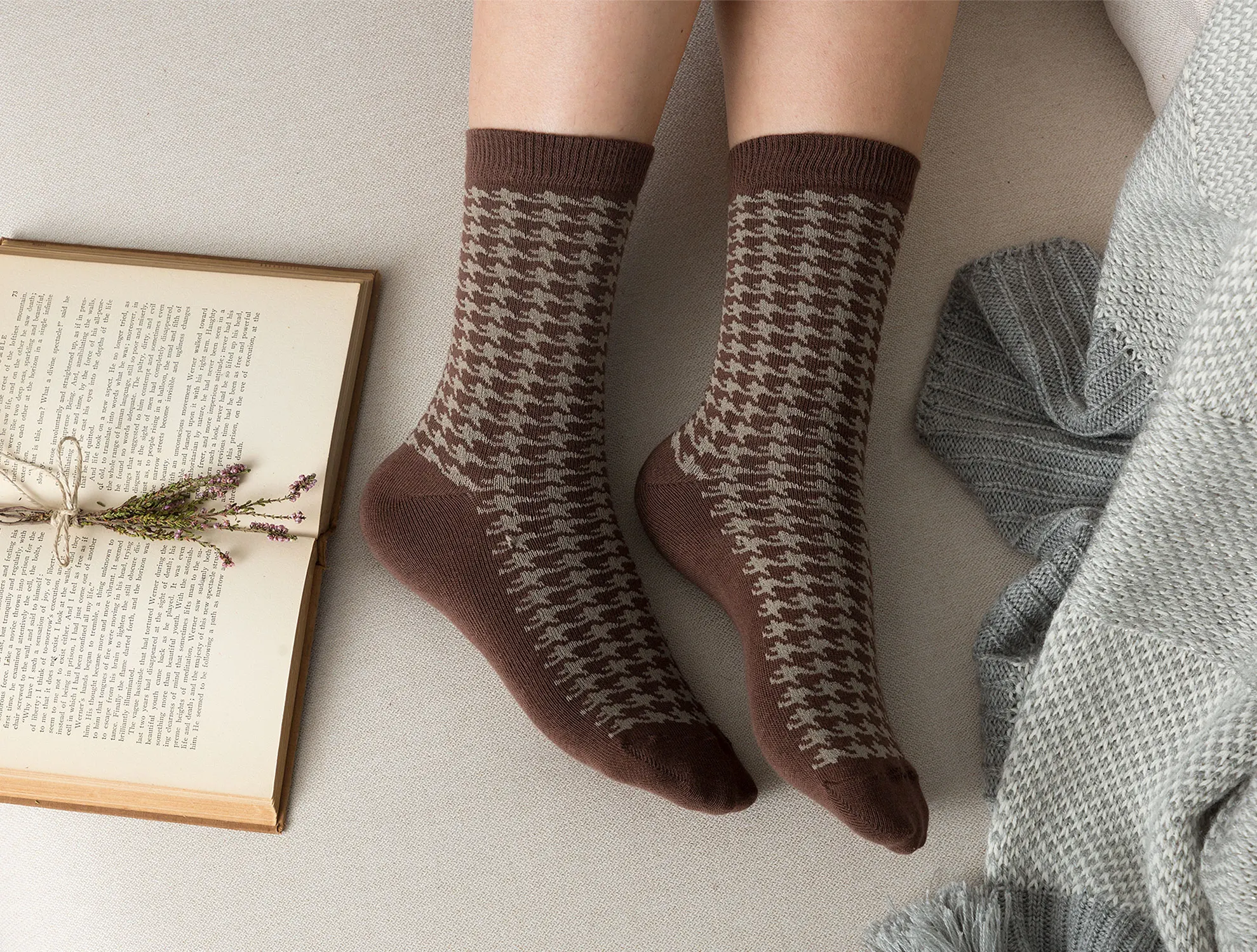 Pied De Poule Women's Socks - Black