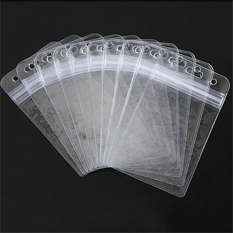 10Pcs/lot Vertical Transparent Plastic Clear Exhibition ID Card Name Cards Badge Holder With Zipper Office Supplies Hot Sell | Канцтовары