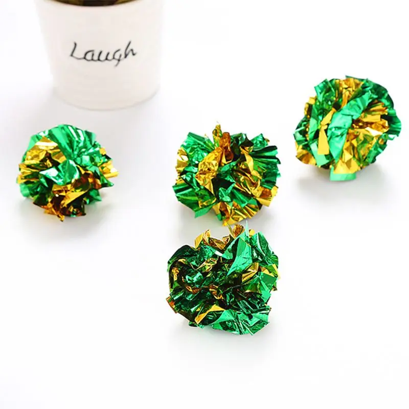

48PCS Mylar Balls Cat Toy Shiny Crinkle Sound Shiny Ring Paper Kitten Crackle