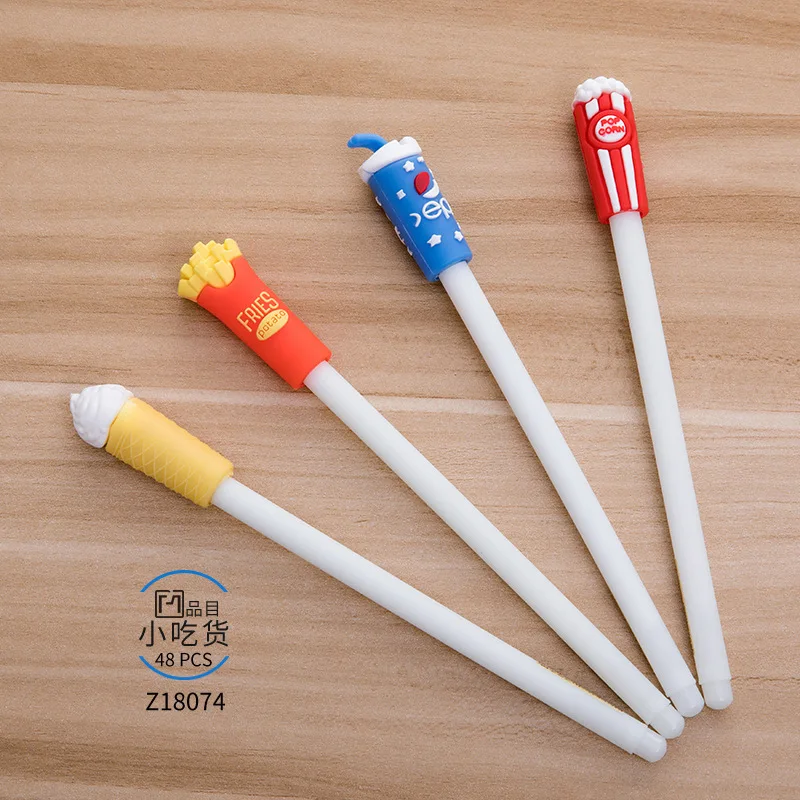 Эллен Брук 1 шт. Мультяшные кавайные гелевые ручки черного цвета для фаст фуда