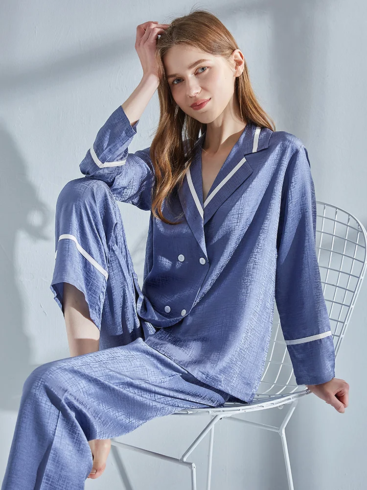 2021 Spring New Silk Paiamas Sets for Women 100% Natural Silk Pyjamas 2 Pcs Set Sleepwear Home Clothes Pure Silk Pijama Mujer