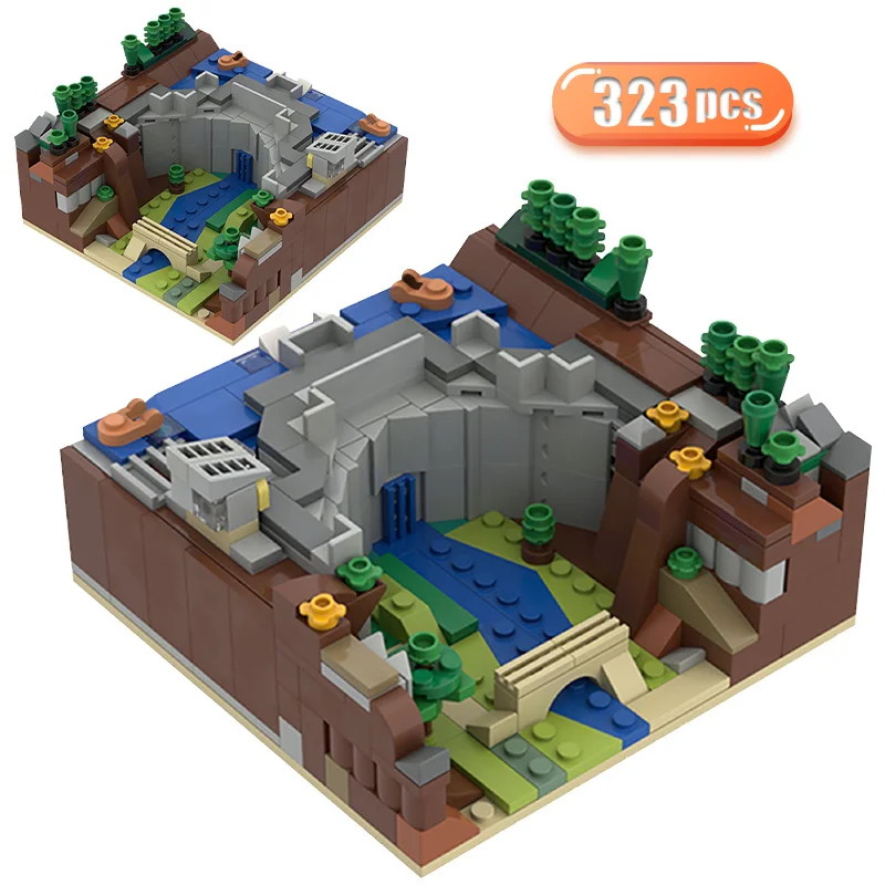 

MOC City Street View Dam Model Architecture House DIY Building Blocks Forest Bridge Landscape Bricks Toys For Chirdren