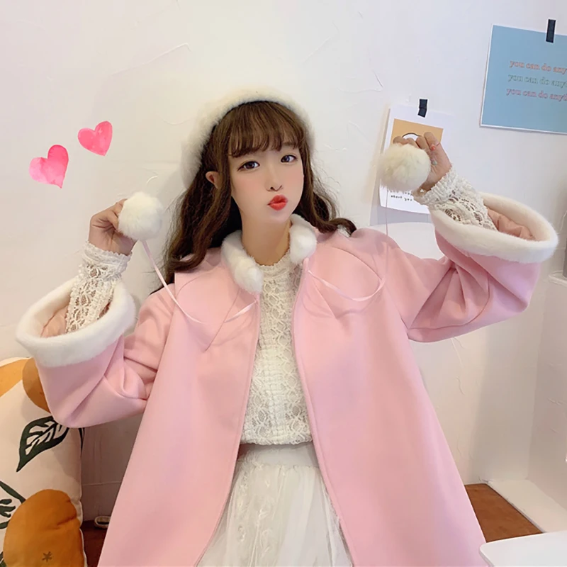 Женская Длинная шерстяная накидка свободная с воротником Осень-зима 2020 |