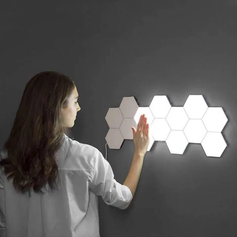 

Modern Touch 220V 110V Wall Lamp EU Creative Quantum Lamp Hexagonal lamp LED Magnetic decoration Wall Light Bedroom Lamp Lampara