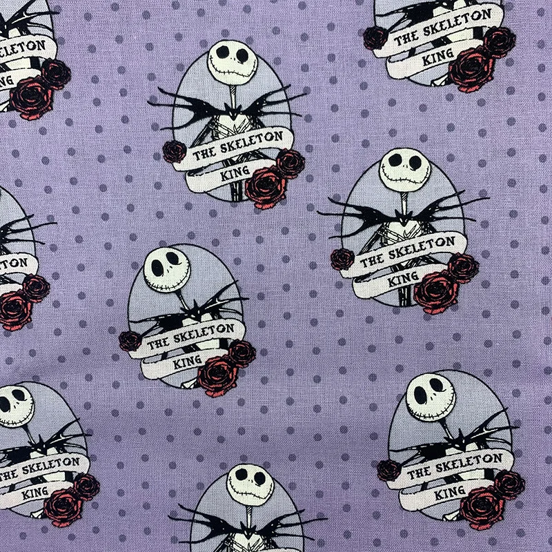 

Y.Zhe Beautiful 100% Cotton Fabric Purple Bottom Skull Rose Pattern Digital Printing Sewing Material Children Fabric Diy Shirt