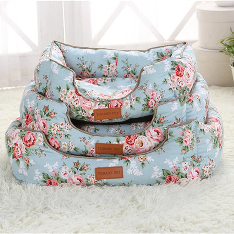 Домик для милой собаки Цветочная кровать кошки мягкая собачья будка квадратный
