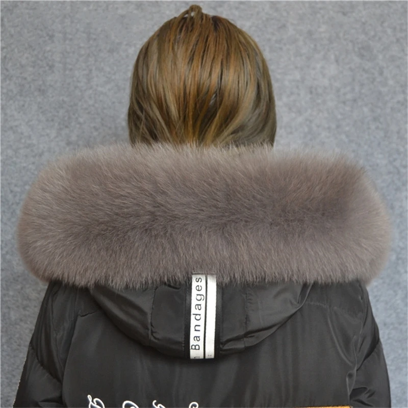 Женские прямые шарфы с воротником из натурального Лисьего меха зимнее пуховое