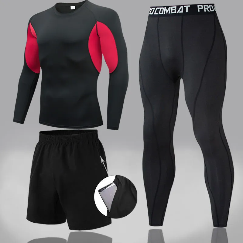 Компрессионный мужской спортивный костюм Мужская футболка для тайского бокса