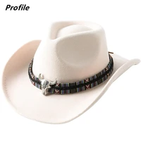 cowboy hat cow head accessories cowboy hat monochrome felt hat men and women big brim outdoor hat knight hat