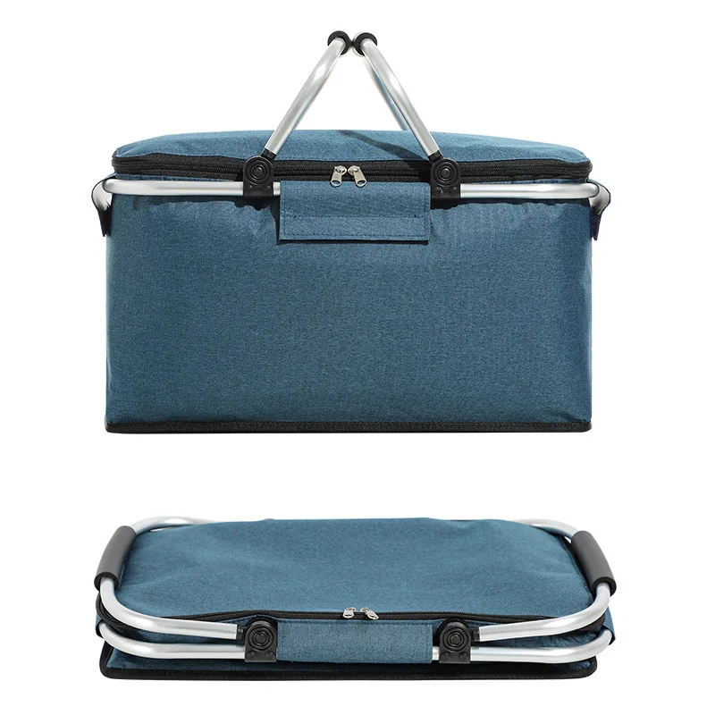 

Large Capacity Folding Picnic Bag Outdoor Insulation Bag Adjustable Zipper Handle Camping Storage Bag Camping Cookware Bag