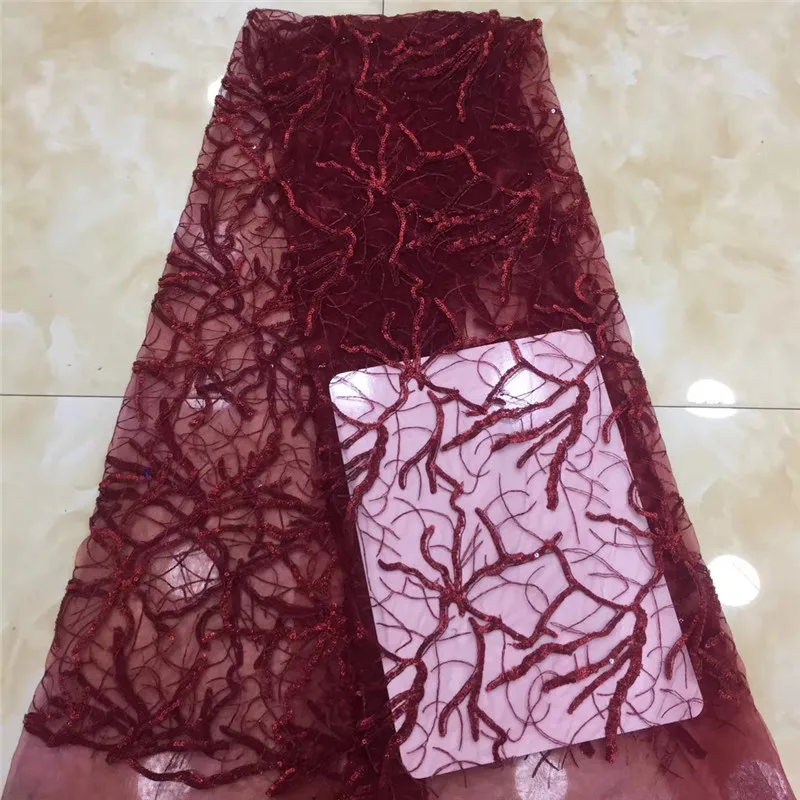 

African Lace Fabrics 2020 High Quality Lace Nigerian Tulle Lace Fabric Bride French Net Lace Fabric 5 yards for wedding x82-949