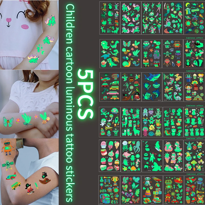 5 шт. светящиеся наклейки тату для детей|Временные тату| |