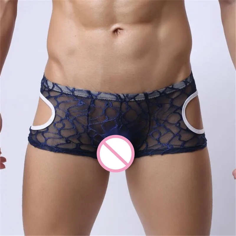 2020 мужские сексуальные полупрозрачные боксеры мягкие кружевные цветочные