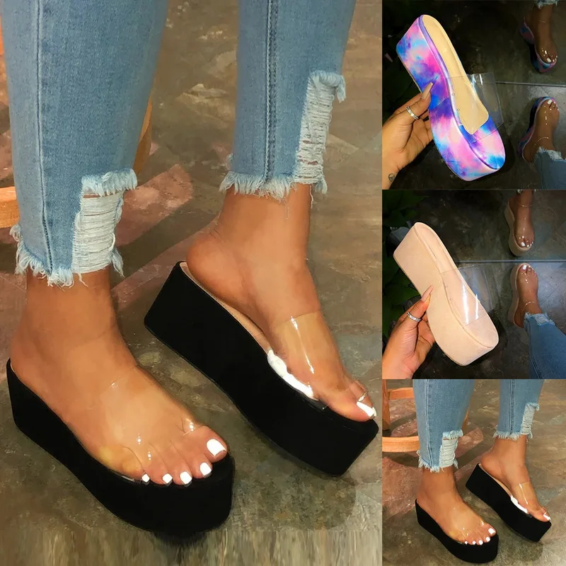 Шлепанцы женские летние на высоком каблуке Нескользящие непромокаемые прочные MS