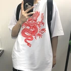 Мужская футболка Harajuku, летняя, винтажная, с принтом китайского дракона, классная, повседневная, с коротким рукавом, в стиле унисекс, уличная одежда, футболка большого размера