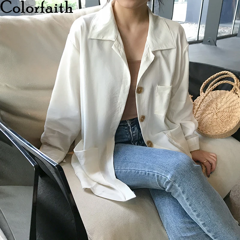 Женская однобортная блузка с карманами свободного покроя|Рубашки| |