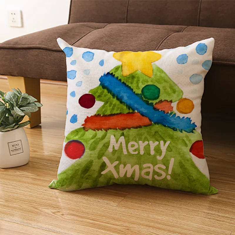 Рождественская наволочка для подушки 2 шт. с принтом льняная дивана автомобиля