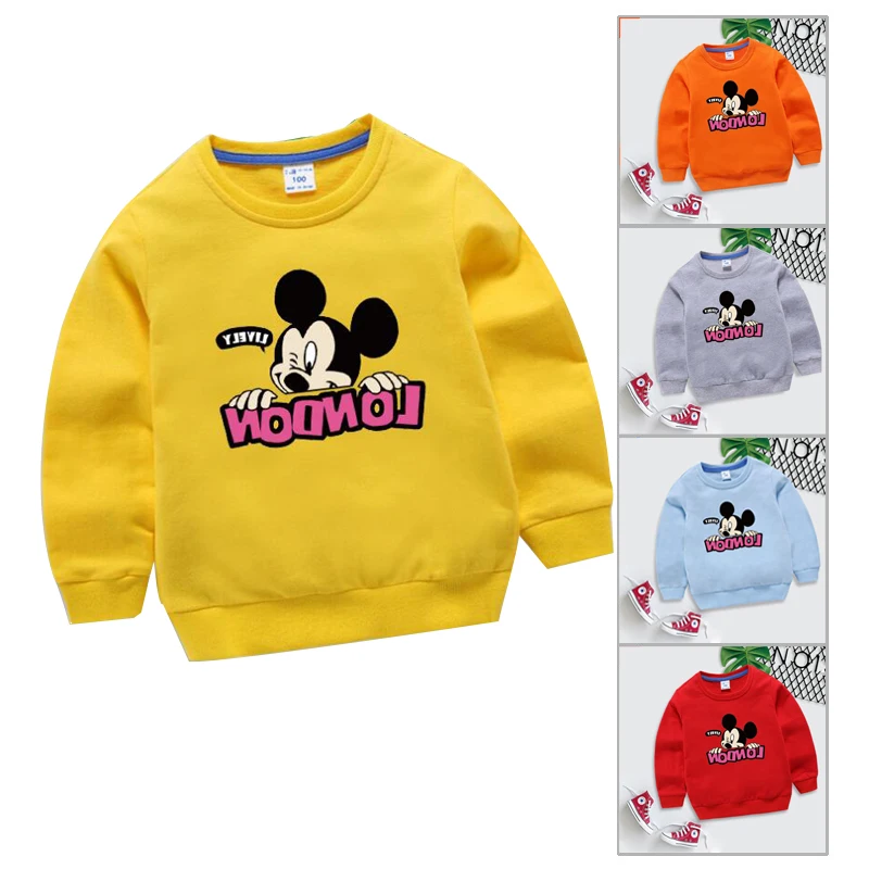 Новый пуловер с героями мультфильмов 2019 г. Весенне осенняя футболка для детей