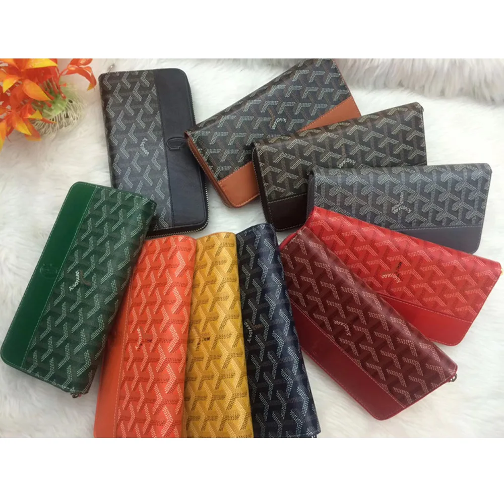 

2021 New Wallet Fashion star Fan with leather long zip money clip dog tooth wallet