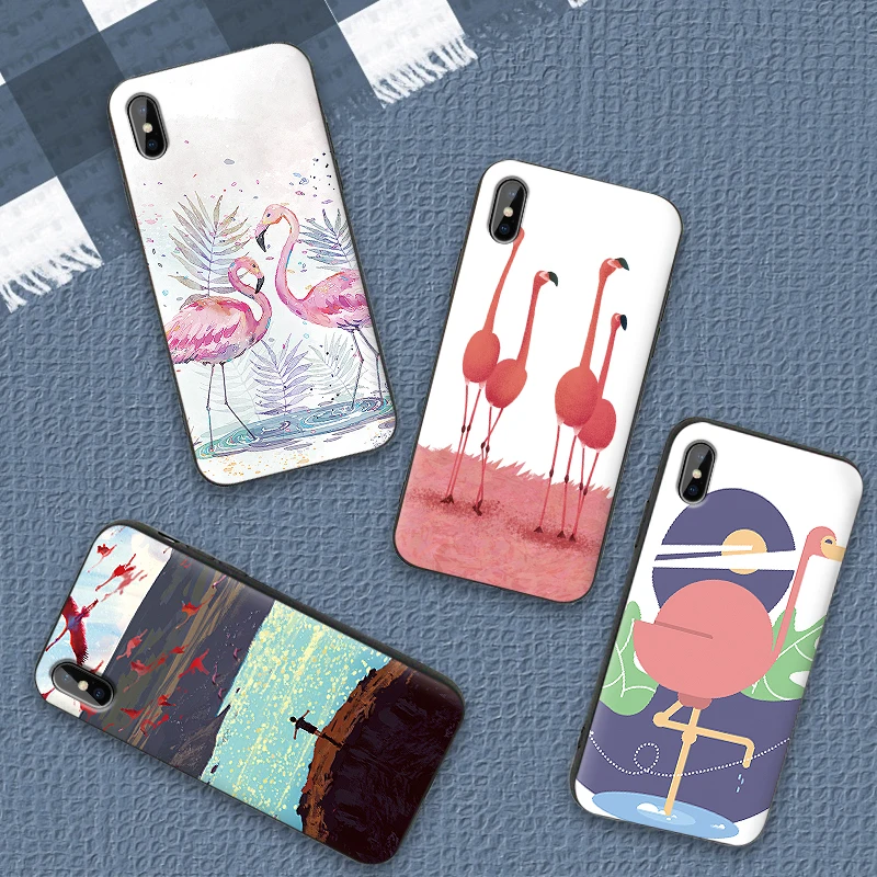 Тропический фламинго для iPhone 6 6S 7 8 Plus X XS XR Max 5 5S TPU Мягкий защитный чехол телефона |