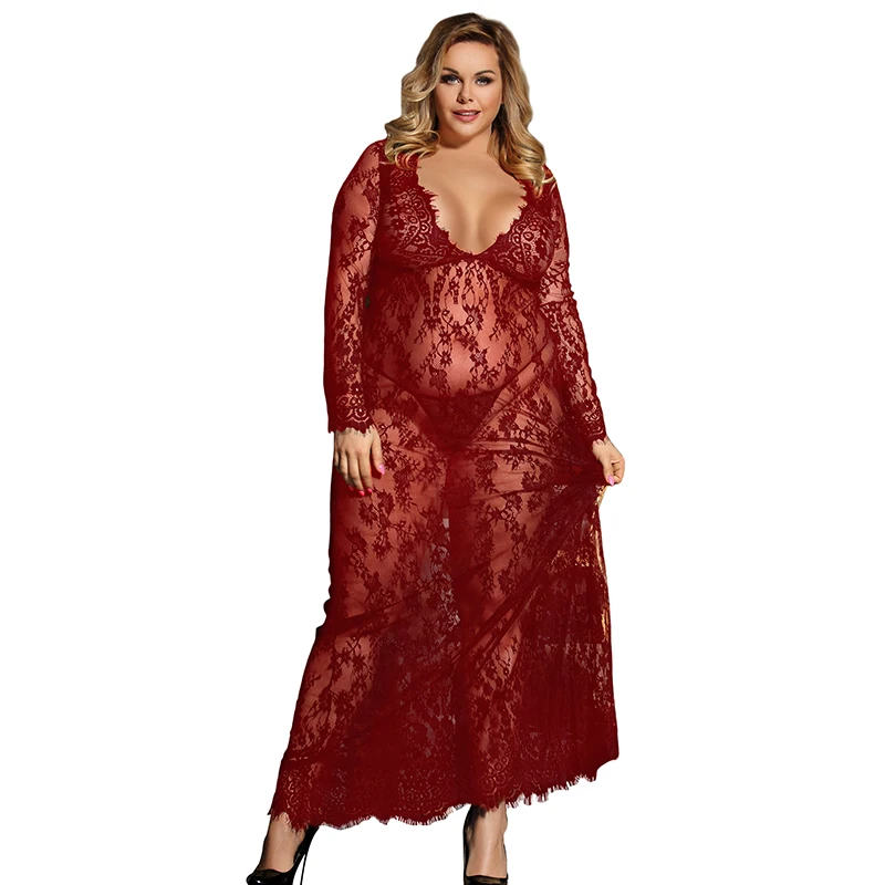 red lingerie Comeonlover сексуальное эротическое платье секси белье порно белое с длинным рукавом прозрачное белье размера плюс кружевное Ночное платье RI80497 - Цвет: red lingerie