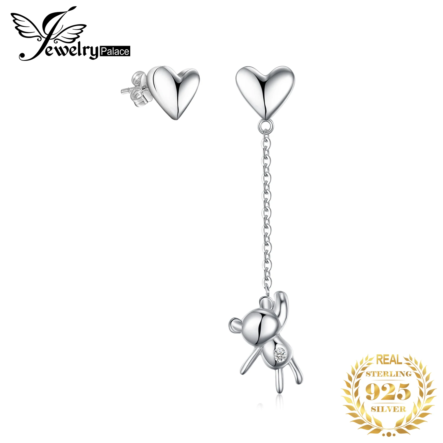 JewelryPalace Bear Heart Thread Drop Earrings 925 Sterling Silver for Women Girls Korean Fashion Jewelry 2020 | Украшения и