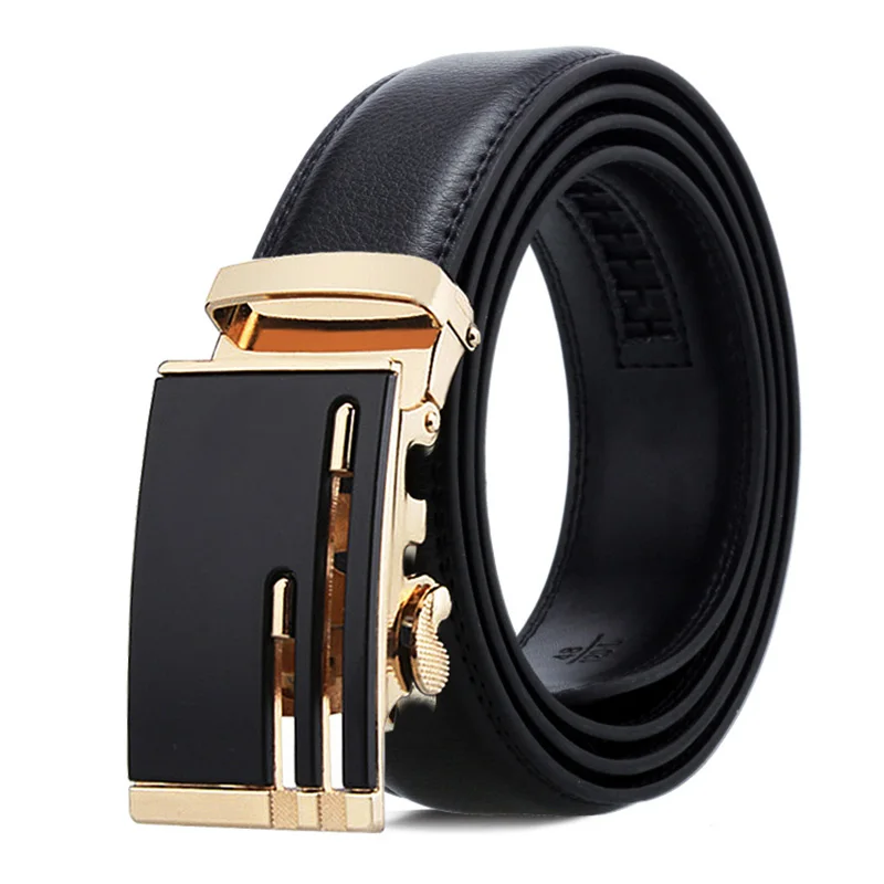 Men Belt High Quality Cow Genuine Leather Belts for Men New Arrival Gold Automatic Buckle Male Strap Metal Buckle Cowhide