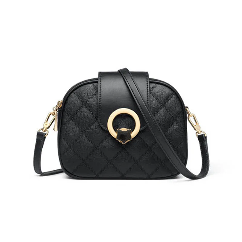 

2021 New Trendy Rhombus Fashion Small Round bag high quality simple shoulder bag famous brand messenger bag real cowhide bag