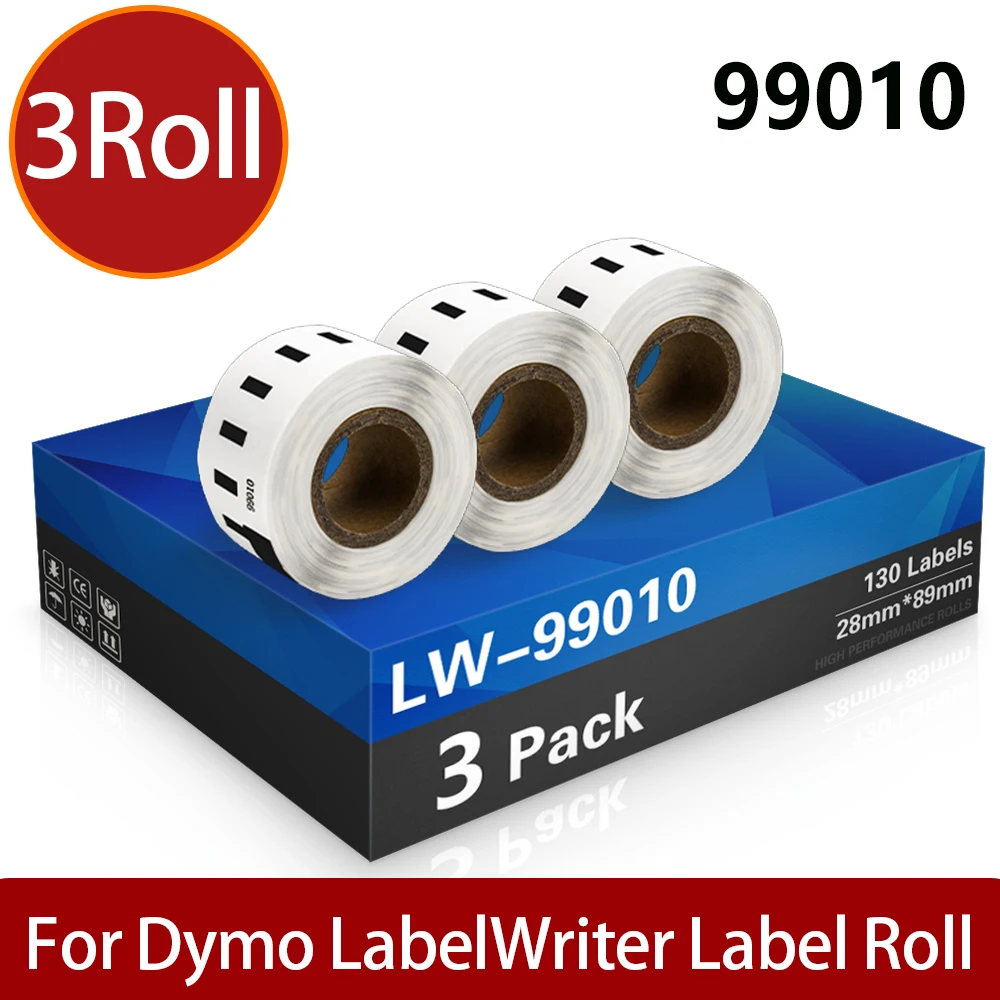 Labelwell 3Rolls For Dymo 99010 LabelWriter Label Roll 28mm*89mm Thermal Paper for DYMO LabelWriter 450 450 Turbo Label Maker